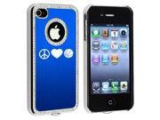 Apple iPhone 4 4S 4G Blue S2015 Rhinestone Crystal Bling Aluminum Plated Hard Case Cover Peace Love Basketball
