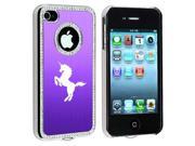 Apple iPhone 4 4S 4G Purple S1540 Rhinestone Crystal Bling Aluminum Plated Hard Case Cover Unicorn
