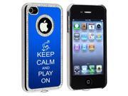 Apple iPhone 4 4S 4G Blue S2246 Rhinestone Crystal Bling Aluminum Plated Hard Case Cover Keep Calm and Play On Waterpolo
