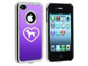 Apple iPhone 4 4S 4G Purple S2263 Rhinestone Crystal Bling Aluminum Plated Hard Case Cover Lab Labrador Retriever Heart