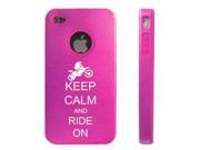 Apple iPhone 4 4S Hot Pink D6523 Aluminum Silicone Case Cover Keep Calm and Ride On Dirt MX Bike