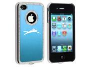 Apple iPhone 4 4S 4G Light Blue S2358 Rhinestone Crystal Bling Aluminum Plated Hard Case Cover Swimmer