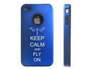 Apple iPhone 4 4S Blue D4205 Aluminum Silicone Case Cover Keep Calm and Fly On Dragonfly