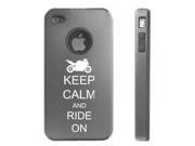 Apple iPhone 4 4S Silver Gray D6530 Aluminum Silicone Case Cover Keep Calm and Ride On Motorcycle