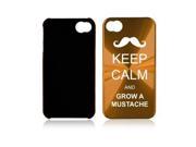 Apple iPhone 4 4S 4G Gold A1212 Aluminum Hard Back Case Cover Keep Calm and Grow a Mustache
