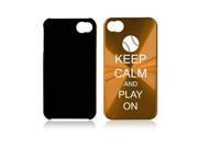 Apple iPhone 4 4S 4G Gold A1217 Aluminum Hard Back Case Cover Keep Calm and Play On Baseball Softball