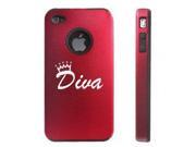 Apple iPhone 4 4S 4G Red D1344 Aluminum Silicone Case Cover Diva with Crown