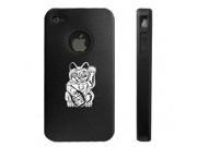 Apple iPhone 4 4S 4G Black D476 Aluminum Silicone Case Maneki Neko Lucky Cat