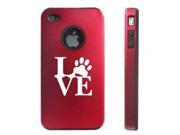 Apple iPhone 4 4S 4G Red D2070 Aluminum Silicone Case Cover Love Paw Print