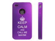 Apple iPhone 4 4S 4 Purple D4847 Aluminum Silicone Case Cover Keep Calm and Call Me Maybe