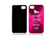 Apple iPhone 4 4S 4G Hot Pink A1723 Aluminum Hard Back Case Cover Keep Calm and Ride On Horse