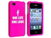 Apple iPhone 4 4S Hot Pink Rubber Hard Case Snap on 2 piece One Life One Love Dance