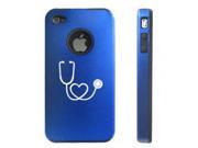 Apple iPhone 4 4S Blue D6303 Aluminum Silicone Case Cover Heart Stethoscope