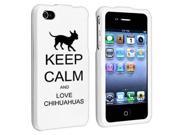 Apple iPhone 4 4S White Rubber Hard Case Snap on 2 piece Black Keep Calm and Love Chihuahuas
