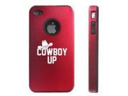 Apple iPhone 4 4S 4 Red D3582 Aluminum Silicone Case Cover Cowboy Up