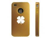 Apple iPhone 4 4S 4G Gold D364 Aluminum Silicone Case 4 Leaf Clover