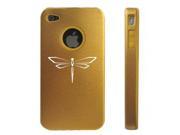 Apple iPhone 4 4S 4G Gold D186 Aluminum Silicone Case Dragonfly