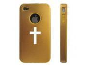 Apple iPhone 4 4S 4G Gold D400 Aluminum Silicone Case Cross