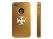 Apple iPhone 4 4S 4G Gold D445 Aluminum Silicone Case Iron Cross