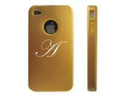 Apple iPhone 4 4S 4G Gold D2328 Aluminum Silicone Case Cover Fancy Letter A
