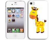 Apple iPhone 4 4S 4G White 4W158 Hard Back Case Cover Color Cute Yellow Brown Giraffe Cartoon