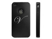 Apple iPhone 4 4S 4 Black D2515 Aluminum Silicone Case Cover Fancy Letter V