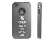 Apple iPhone 4 4S 4 Silver D3118 Aluminum Silicone Case Cover Keep Calm and Swim On Sea Turtle