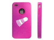 Apple iPhone 4 4S 4G Hot Pink D1878 Aluminum Silicone Case Cover Badminton Birdie