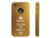 Apple iPhone 4 4S Gold D4233 Aluminum Silicone Case Cover Keep Calm and Party On