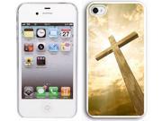 Apple iPhone 4 4S 4G White 4W255 Hard Back Case Cover Color Cross Against Cloudy Sunny Sky