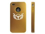 Apple iPhone 4 4S Gold D5085 Aluminum & Silicone Case Cover Racing Wheel Checkered Flag Apple iPhone 4 4S Gold D5085 Aluminum & Silicone Case Cover Racing Wheel Checkered Flag