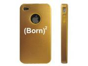 Apple iPhone 4 4S Gold D5112 Aluminum Silicone Case Cover Born Again Christian