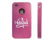 Apple iPhone 4 4S 4G Pink DD601 Aluminum Silicone Case Volleyball Calligraphy