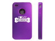 Apple iPhone 4 4S Purple D4766 Aluminum Silicone Case Cover I Love My Morkie