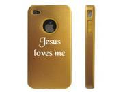 Apple iPhone 4 4S Gold D6187 Aluminum Silicone Case Cover Jesus Loves Me