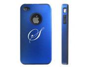 Apple iPhone 4 4S 4 Blue D2489 Aluminum Silicone Case Cover Fancy Letter S