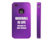 Apple iPhone 4 4S Purple D4433 Aluminum Silicone Case Cover Baseball is Life