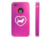 Apple iPhone 4 4S 4G Hot Pink D9071 Aluminum Silicone Case Basset Hound Heart
