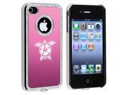 Apple iPhone 4 4S 4G Pink S1581 Rhinestone Crystal Bling Aluminum Plated Hard Case Cover Hibiscus Turtle Apple iPhone 4 4S 4G Pink S1581 Rhinestone Crystal Bling Aluminum Plated Hard Case Cover Hibiscus Turtle
