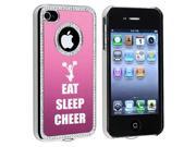 Apple iPhone 4 4S 4G Pink S978 Rhinestone Crystal Bling Aluminum Plated Hard Case Cover Eat Sleep Cheer