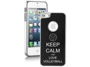Apple iPhone 5 Black 5E1024 Aluminum Plated Chrome Hard Back Case Cover Keep Calm and Love Volleyball