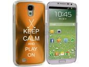 Gold Samsung Galaxy S4 S IV i9500 Aluminum Plated Hard Back Case Cover KK490 Keep Calm and Play On Golf