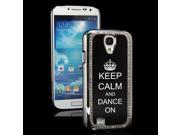 Black Samsung Galaxy S4 S IV i9500 Rhinestone Crystal Bling Hard Back Case Cover KS217 Keep Calm and Dance On Crown