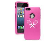 Apple iPhone 5 Hot Pink 5D571 Aluminum Silicone Case Cover Crossed Tennis Racquets