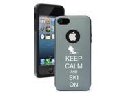 Apple iPhone 5 Silver Gray 5D2843 Aluminum Silicone Case Cover Keep Calm and Ski On