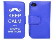 Blue Apple iPhone 5 5LP352 Leather Wallet Case Cover Keep Calm and Grow a Mustache