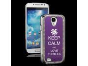 Purple Samsung Galaxy S4 S IV i9500 Rhinestone Crystal Bling Hard Back Case Cover KS349 Keep Calm and Love Turtles