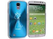 Light Blue Samsung Galaxy S4 S IV i9500 Aluminum Plated Hard Back Case Cover KK69 Cute Giraffe Cartoon