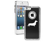 Apple iPhone 5 Black 5S2185 Rhinestone Crystal Bling Aluminum Plated Hard Case Cover Dachshund