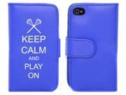 Blue Apple iPhone 5 5LP548 Leather Wallet Case Cover Keep Calm and Play On Lacrosse
